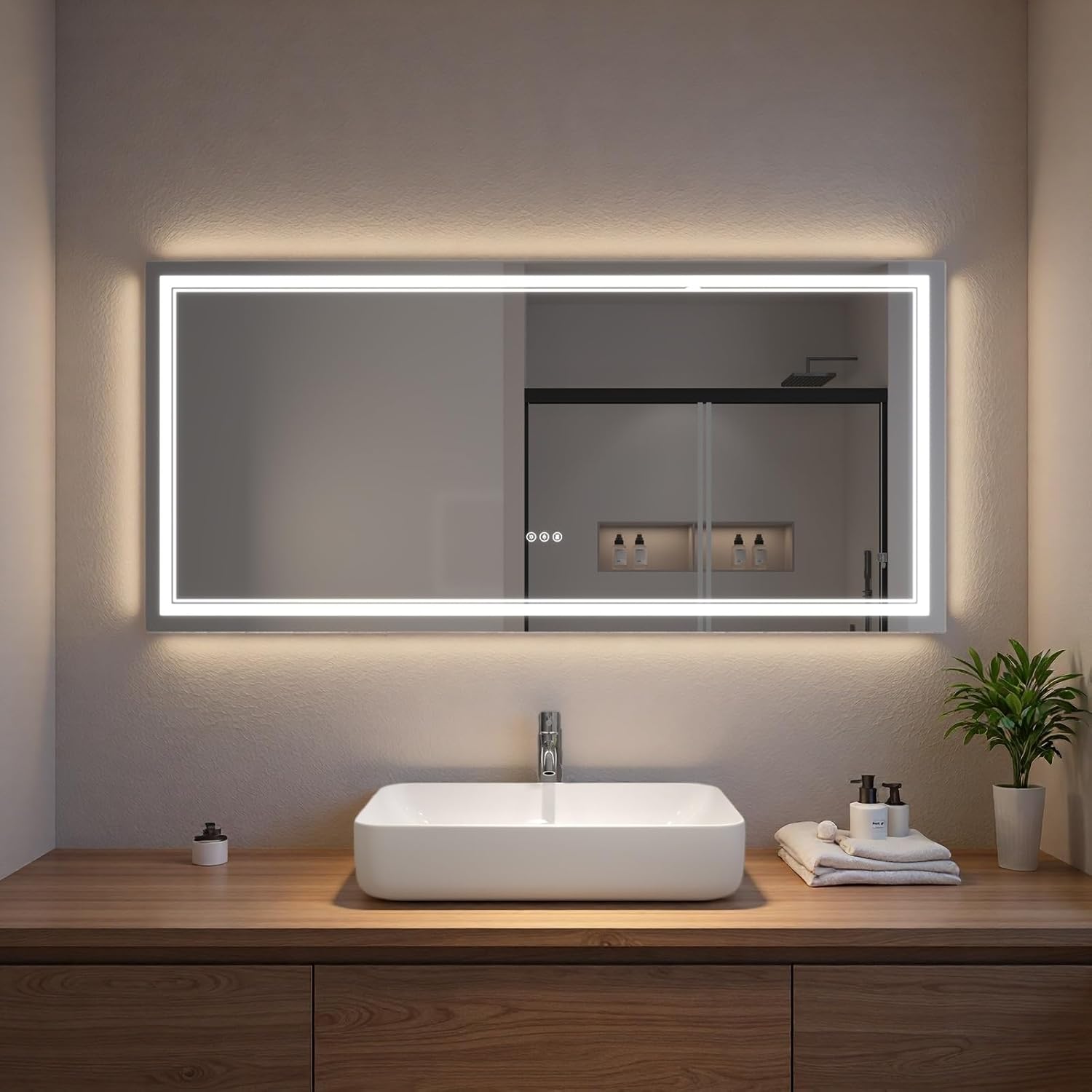 LED Bathroom Mirror with Lights, Wall Mirrors