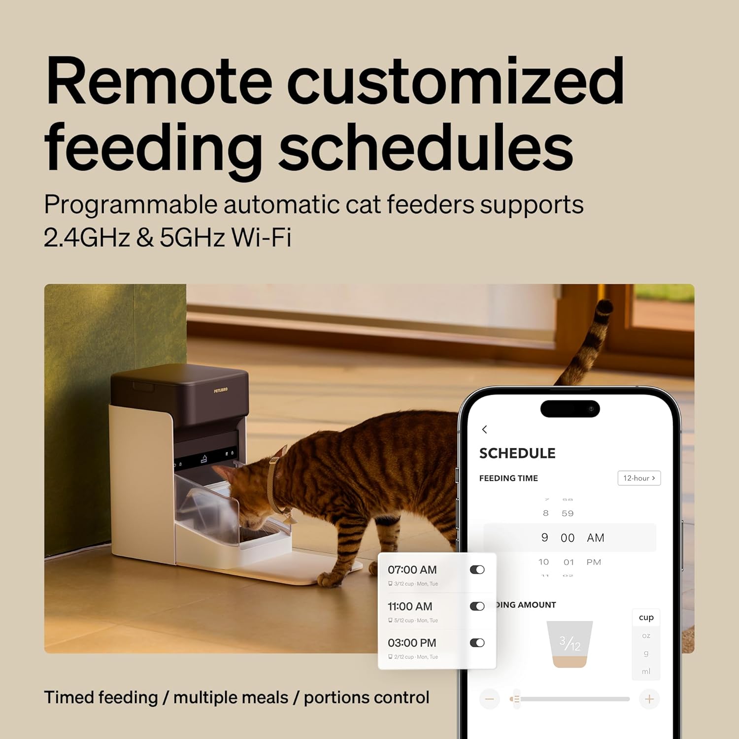 PETLIBRO RFID Automatic Cat Feeder, Collar Tag Activated Personal Meals, 5G Wi-Fi Multiple Cats Feeder for 3 Cats, App Control Cat Food Dispenser for Pets with Different Diets