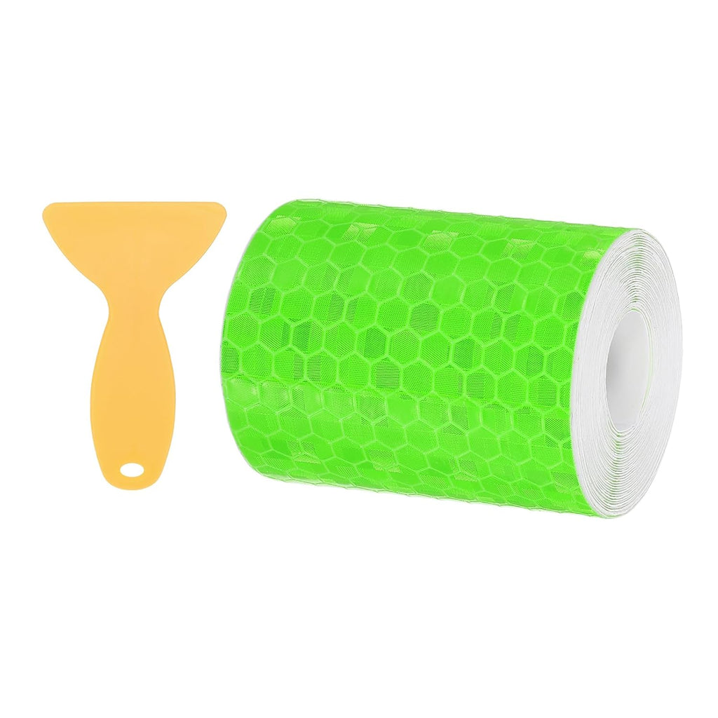 PATIKIL 2 Inch x 10 ft Reflective Tape, 1 Roll Waterproof Self Adhesive High Visibility Caution Warning Safety Tape Reflector with Scraper for Trucks Trailers Cars, Green