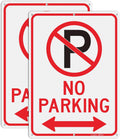 GicnKeuz No Parking Signs with Arrow,14×10 Inches No parking sign .040 Reflective Aluminum,Waterproof and Fade Resistant,6 Pre-drilled holes,Easy to Install,Indoors and Outdoors Use(2-pack)