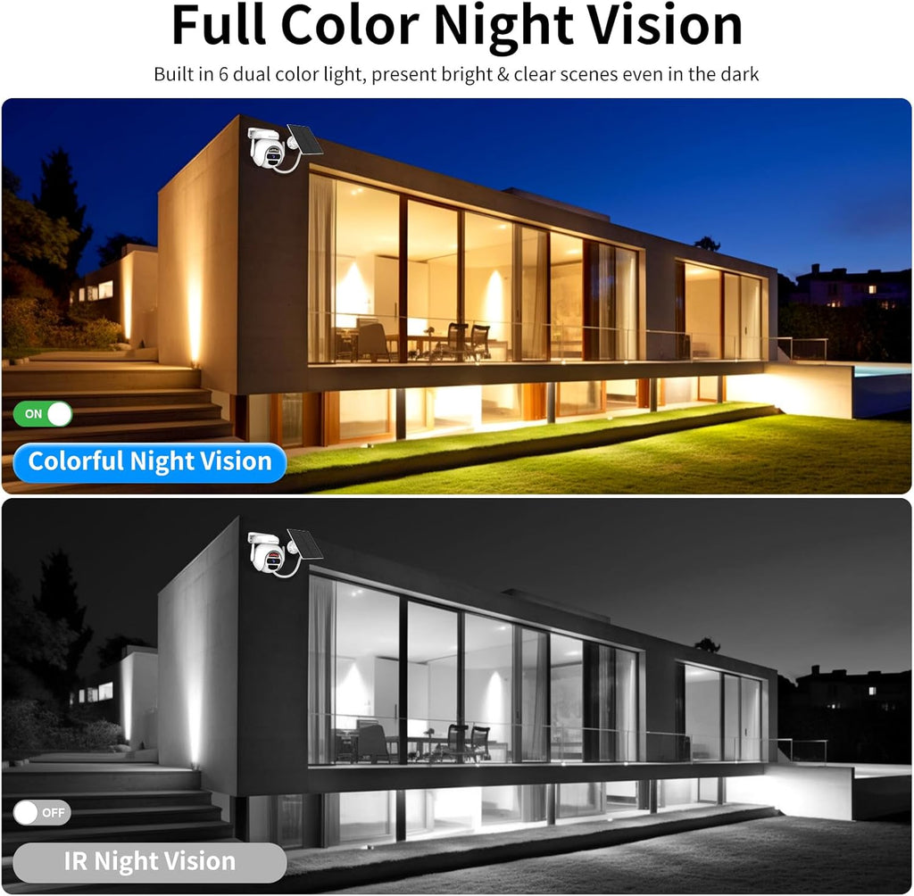 VSTARCAM Solar Security Camera Wireless Outdoor, 3MP Battery Powered WiFi Cameras Outside with Color Night Vision, Pan/Tilt, PIR Human Detection, 2-Way Audio, IP66, Local/Cloud Storage