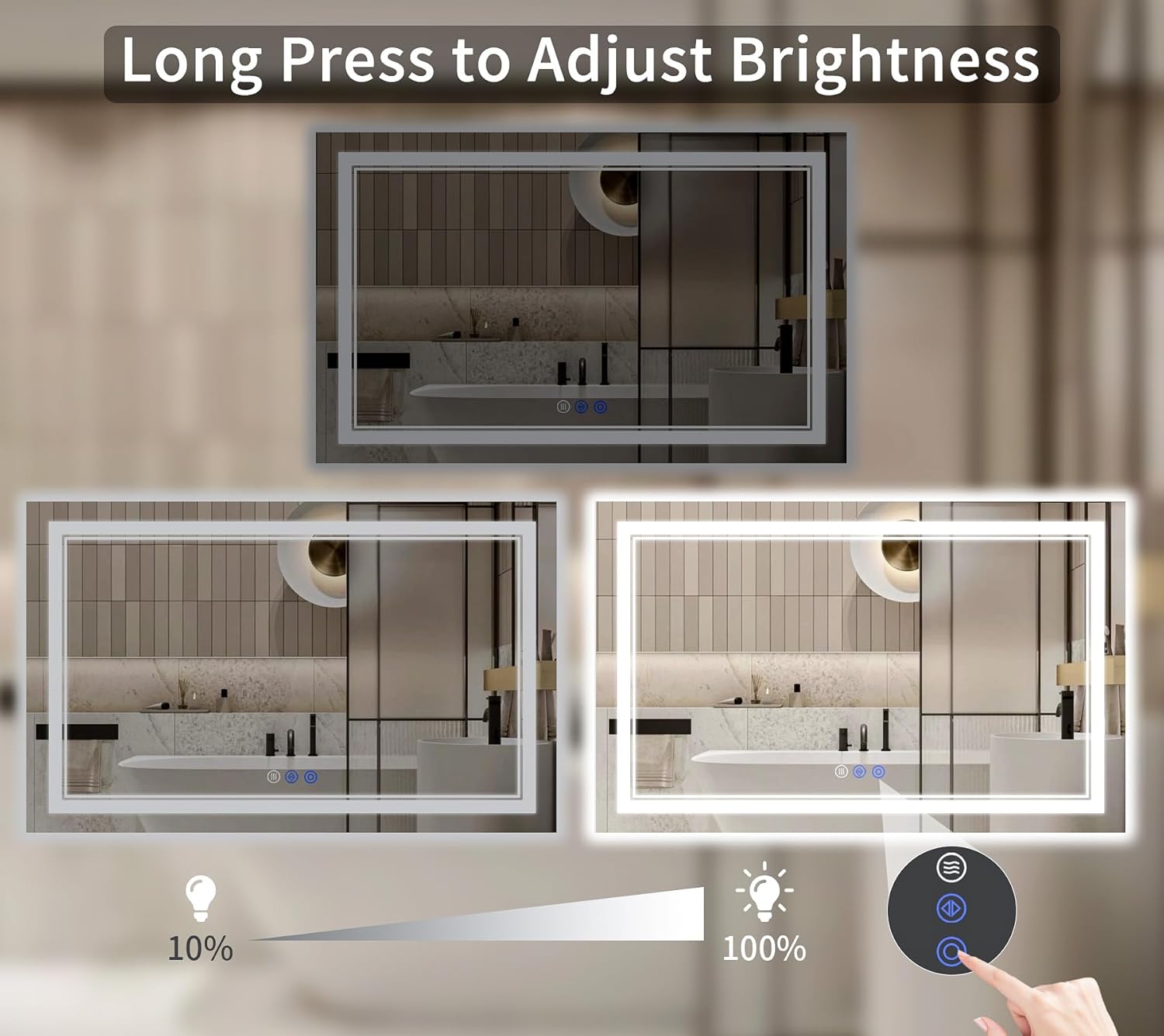 32"x72" LED Bathroom Mirror with Lights, Anti-Fog, Backlit + Front Lit, Dimmable, Led Vanity Mirror for Wall, Lighted Bathroom Mirror, 3 Colors, Shatter-Proof Tempered Glass