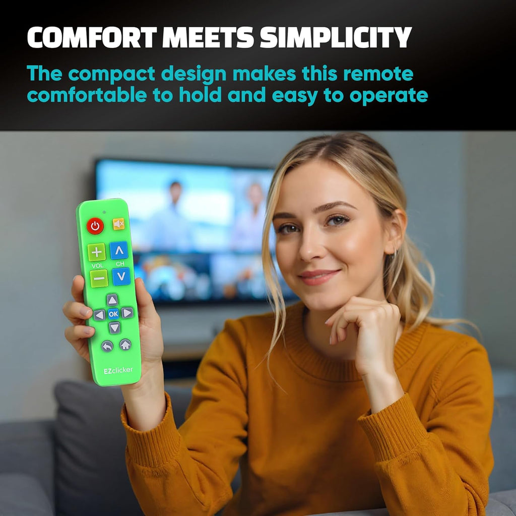 Plus Big Button Universal TV Remote (Green) Simple Easy to Use, Works with Major TV Brands (2xAAA Batteries Not Included)