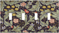 Boho William Morris Floral Green Leaves Flower Light Switch Covers Quad Toggle Electrical Faceplate 4 Gang Wall Plate Decorative Switch Plates Cover for Farmhouse Home Decor