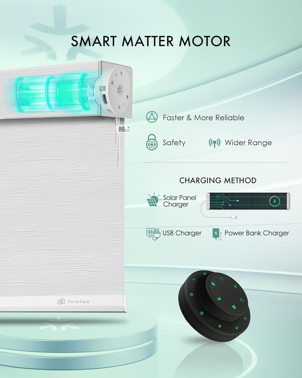 Yoolax Smart Blinds, Motorized Matter Roller Shades Light Filtering Automatic Blinds for Windows Motorized Shades Compatible with Alexa, Google Home, Homekit(Half Shading Jacquard White)