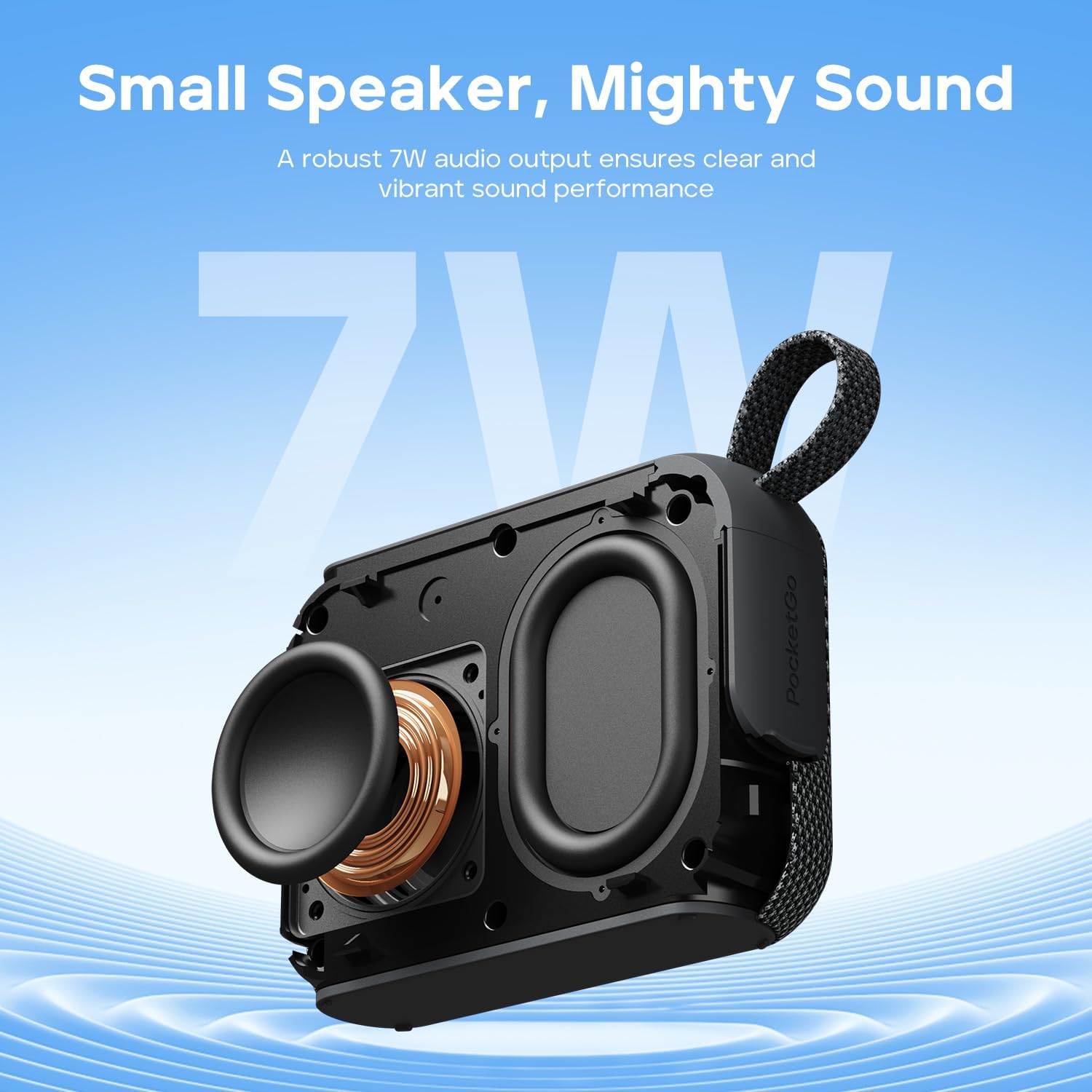 Tribit PocketGo Portable Bluetooth Speaker, 20H Playtime, IP68 Waterproof/Dustproof, Wireless, BT6.0, Shower, Powerful Sound, Custom EQ, TWS, Support TF Card, Floatable, Type-C, Travel/Outdoors (Blue)