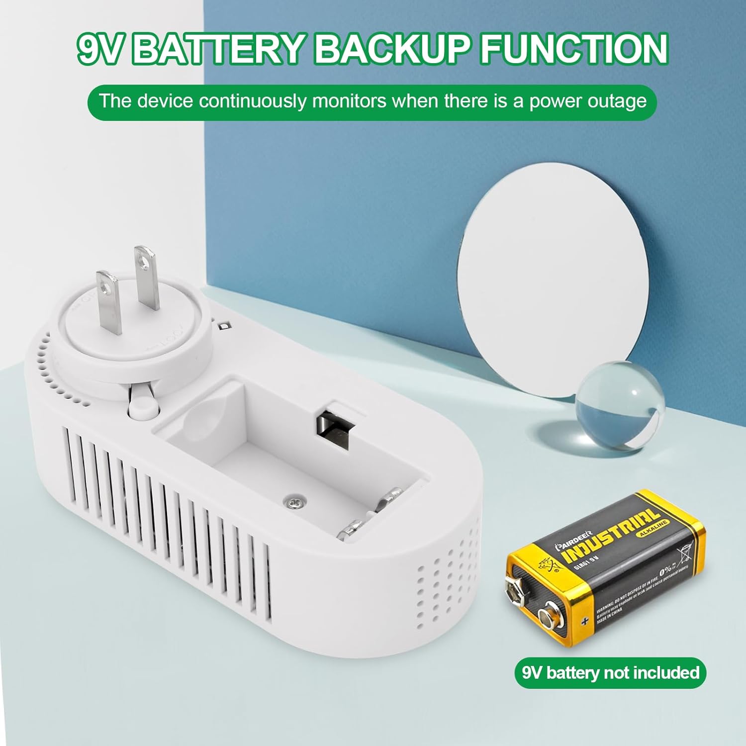 5-in-1 Carbon Monoxide Detector & Natural Gas Leak Alarm,AC-Plug-in CO Alarm & Explosive Gas Detector Battery Backup with Temperature(°F) & Humidity,Three Levels Volume & Brightness for Home,RV,Hotel