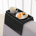 GEHE Bamboo Sofa Arm Tray, Foldable Couch Arm Tray Side Table, Anti-Falling Armrest Tables Cup Holder for Snacks, Drinks, Beers, Phone, Control, Flexible and Portable, Anti-Slip Bottom