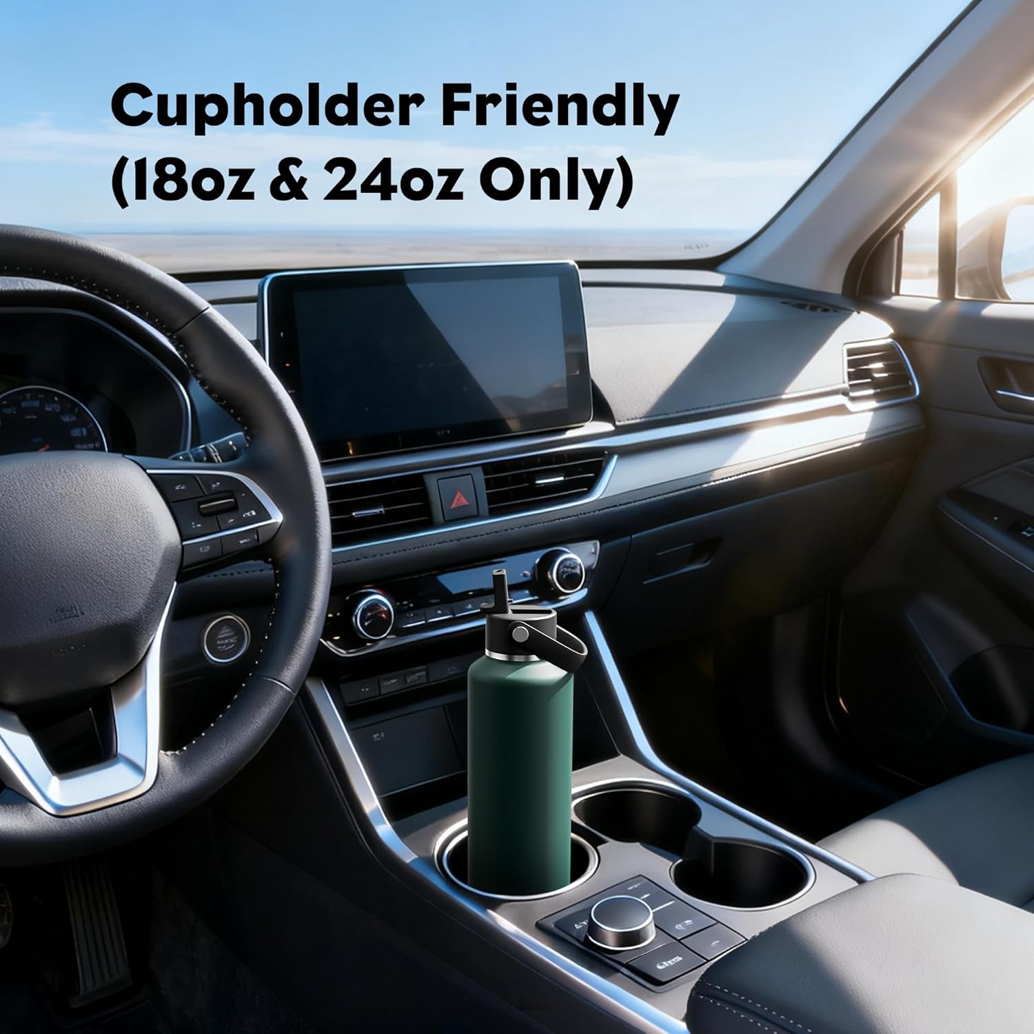 POWCAN 18 oz Water Bottle Insulated: Leakproof Lid with Straw, Lightweight, Flex Cap, BPA-Free, Stainless Steel Water Bottle for Office, Trekking, Commute, Worker, Walking, Cycling (Fir Green)