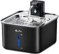 DownyPaws Cat Water Fountain Stainless Steel Wireless, 101 oz/3L FurSink Cordless Water Fountain for Cats, Battery Operated Cat Fountains for Drinking with Motion Sensor, Easy Clean, Black