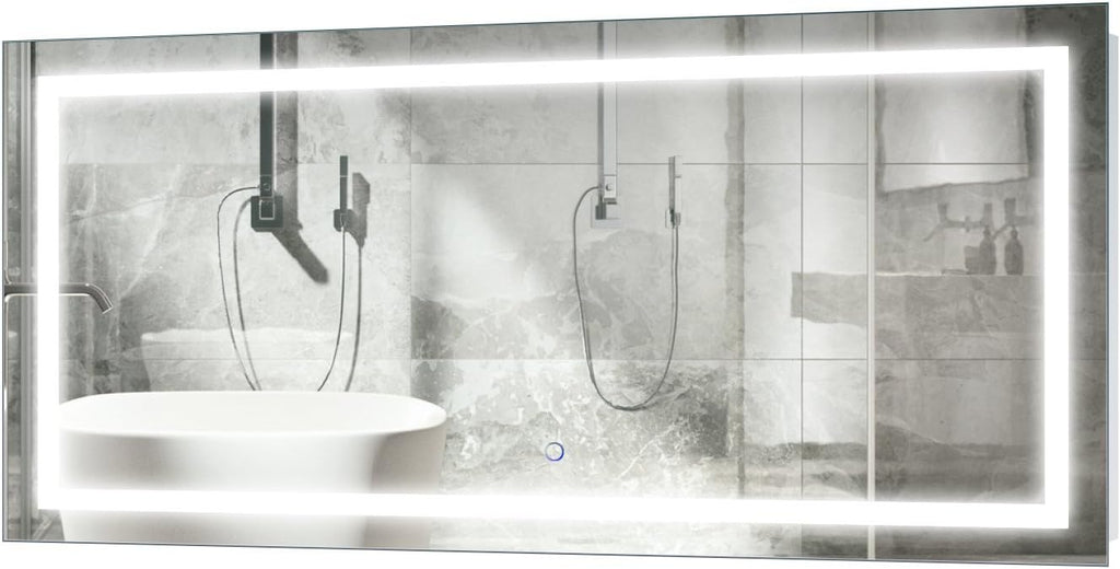 Krugg | Large 48 Inch X 24 Inch LED Bathroom Mirror | Lighted Vanity Mirror Includes Dimmer & Defogger | Wall Mount Vertical or Horizontal Installation