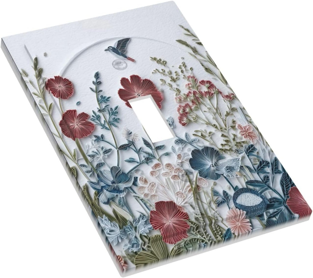 Wildflowers Flowers Floral Plants 1 Gang Single Toggle Wall Plate Cover Decorative Light Switch Covers Electrical Faceplate Switch Plates for Bathroom Kitchen Home