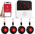 WiFi Caregiver Call Button for Elderly Senior Alert Button to Call Cell Phones Caregiver Pager System with Led Number Display 4 SOS Panic Button 1 Receiver (Only Supports 2.4Ghz & No Monthly Fee)