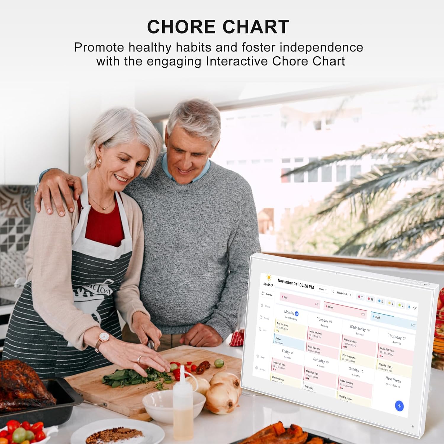 15.6 Inch Digital Calendar, Smart Digital Planner & Chore Chart with IPS FHD 1920x1080 Touchscreen Display for Family Organizer - Built-in DigitaI Picture Frames Function