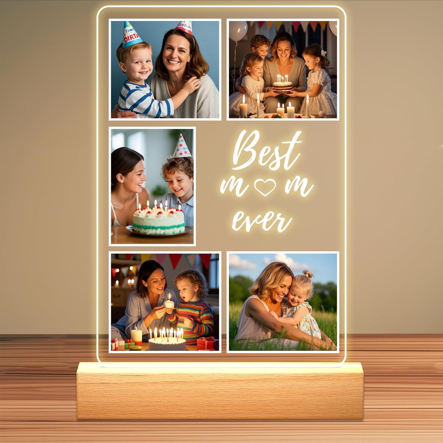 Personalized Picture Frames with Photo, Custom Photo Frame with Night Light, Customized Girlfriend Photo Gifts, Ideal Gift for Couples Anniversary Birthday Mom Dad Him Her