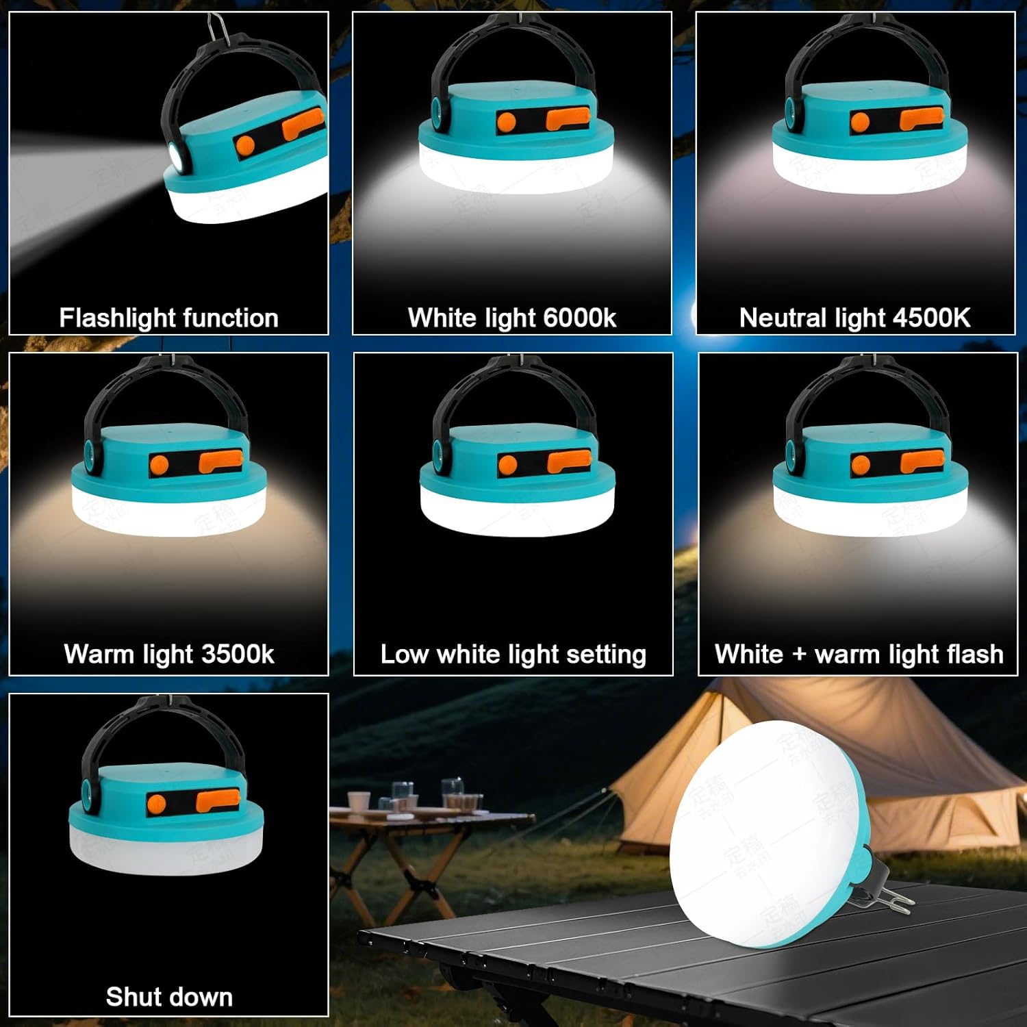 Rechargeable Camping Light MAYDENG 4000mAh , 100W, Waterproof LED Light. Suitable for Outdoor Emergencies, Hiking, and Backpacking.