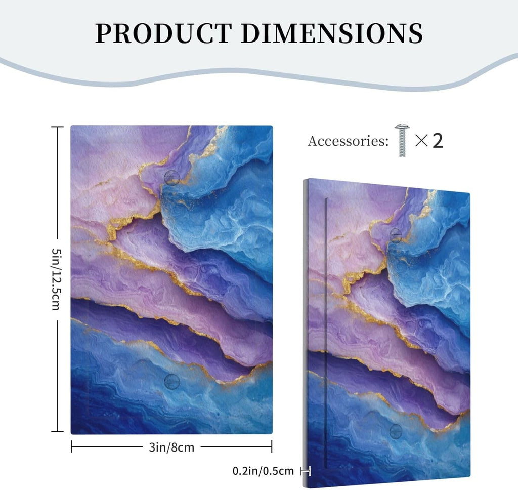 Decorative Light Switch Plate Covers Abstract Blue Purple Gold Marble Texture 1 Gang No Device Single Blank Outlet Covers Wall Plate Light Switch Cover Plate for Bathroon Kitchen Decor