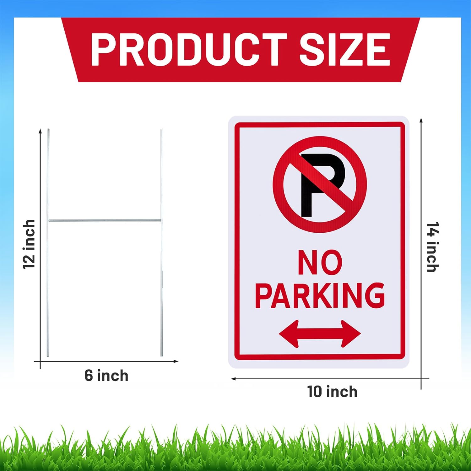 Kigley 12 Pcs No Parking Signs with H Stake 14 x 10" Plastic Waterproof Double Sided No Parking Outside Signs, Weatherproof and Fade Resistant, Easy to Mount