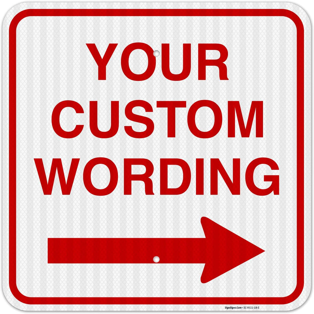 Custom Square Left or Right Arrow Sign, Personalize for Office, Business, Workplace, office, Home, Airbnb, Delivery Signs, 18x18 Inches Yellow, 3M EGP Reflective .063 Aluminum, Fade Resistant,