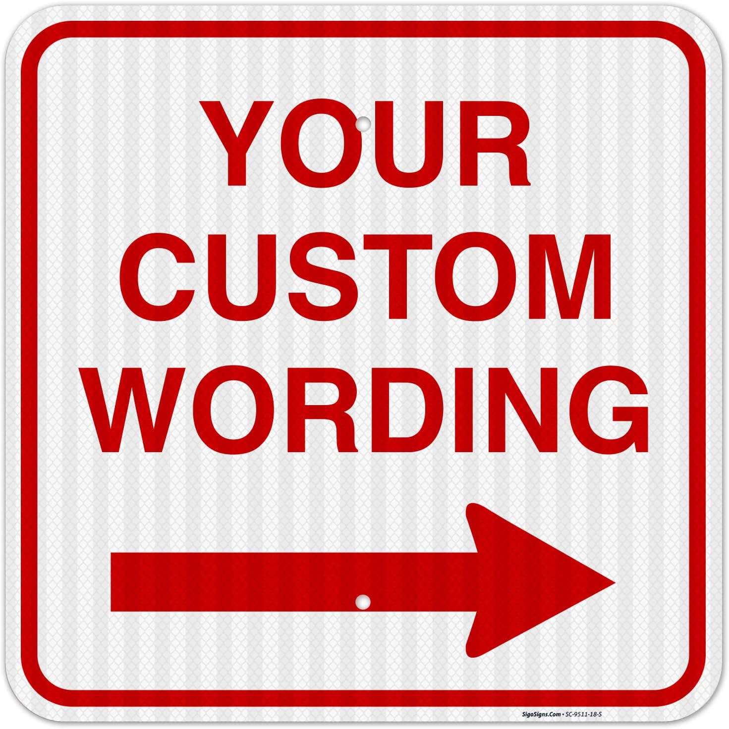 Custom Square Left or Right Arrow Sign, Personalize for Office, Business, Workplace, office, Home, Airbnb, Delivery Signs, 18x18 Inches Yellow, 3M EGP Reflective .063 Aluminum, Fade Resistant,