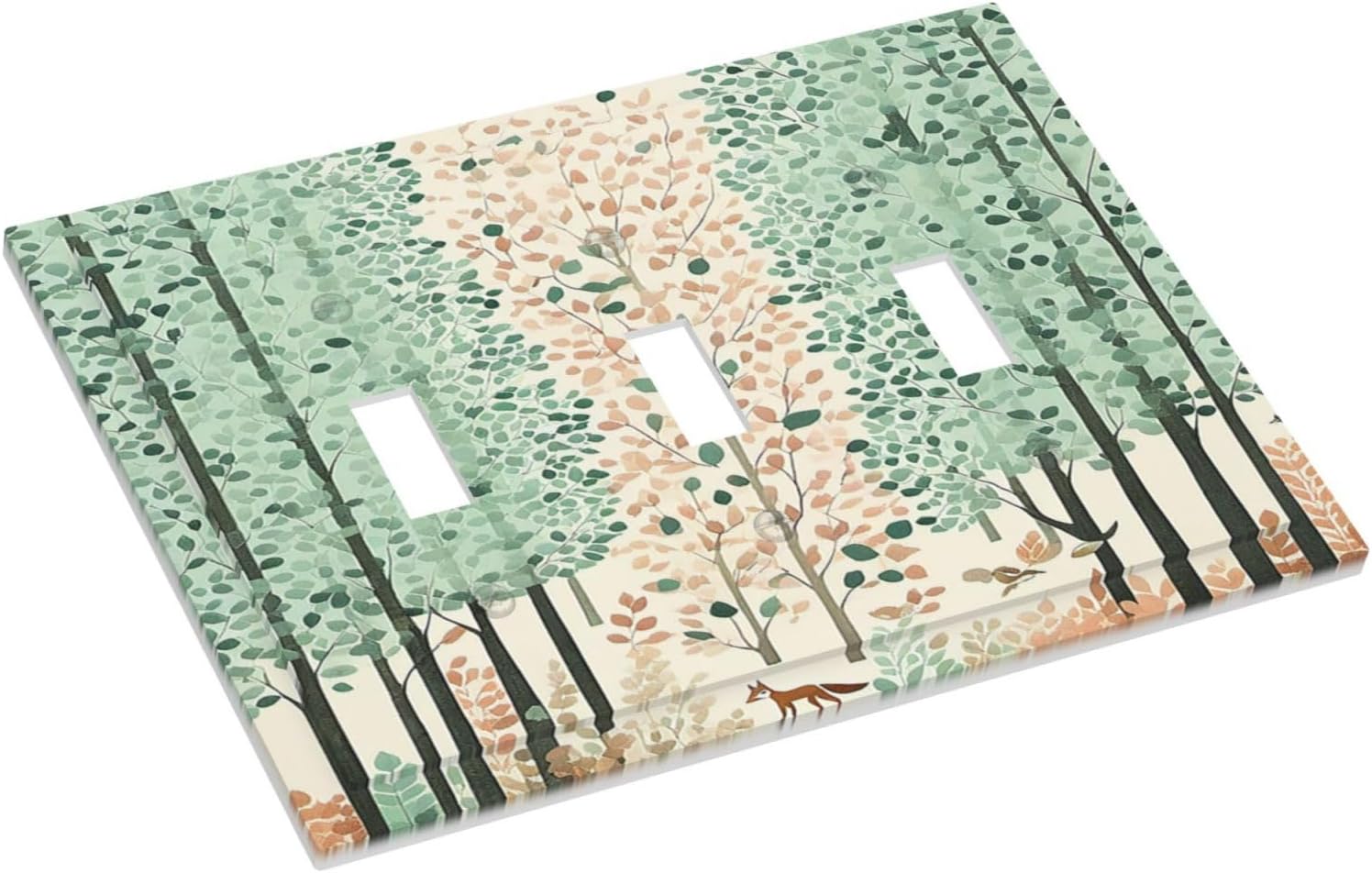 Boho Wildflower Forest Woodland Animals Decorative Switch Plates 3 Gang Wall Plate Triple Toggle Light Switch Cover Electrical Wall Panels Faceplate for Bedroom Bathroom Decor