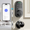 Keyless Entry Door Lock with 2 Knobs App Control Smart Locks for Front Door WiFi Door Lock Set Automatic Lock One Time Password Anti Peeping Password IP54, Black