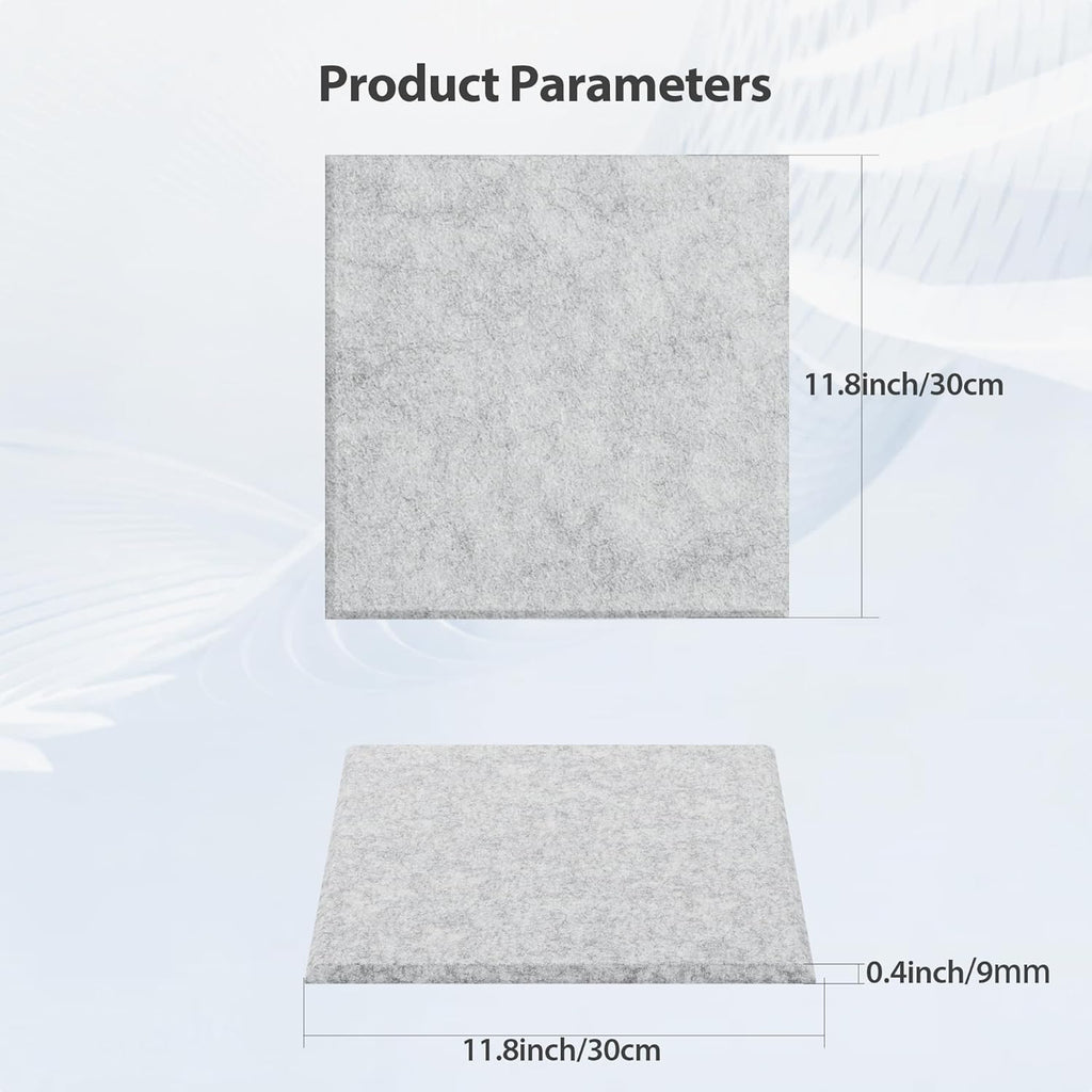 12 Pack Acoustic Panels Self Adhesive Sound Proof Foam, High Density Sound Acoustic Panel, 12X12X0.4 Inch Square Panels in Home, Office, Reccording Room, Studio,and more(Silver Gray)