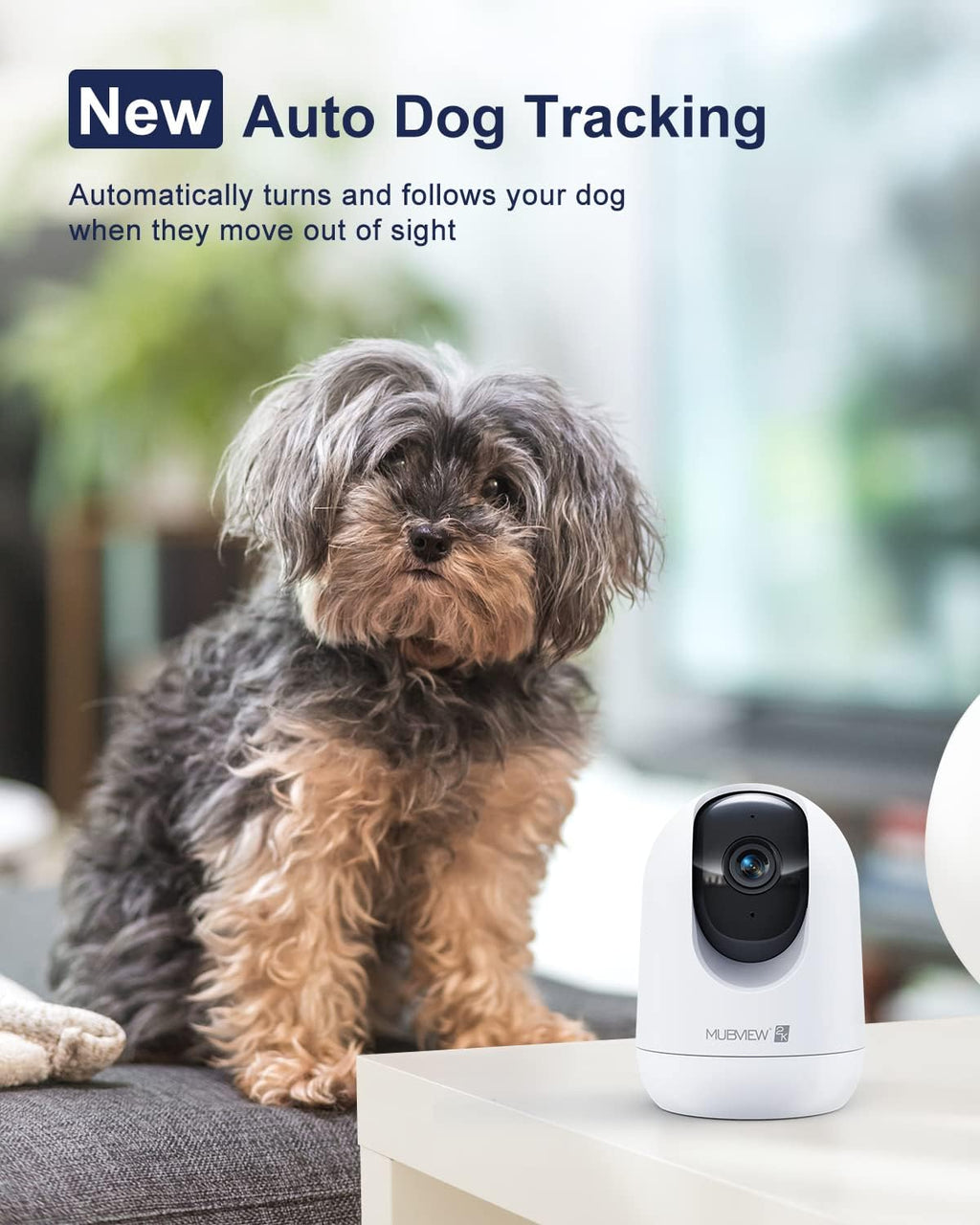 MUBVIEW Cameras for Home Security, 2.4/5GHz WiFi 2K Indoor Wired Se2.curity Baby/Pet Camera with Phone App, Night Vision, 24/7 Record, 2-Way Audio, Motion Tracking, Cloud Storage