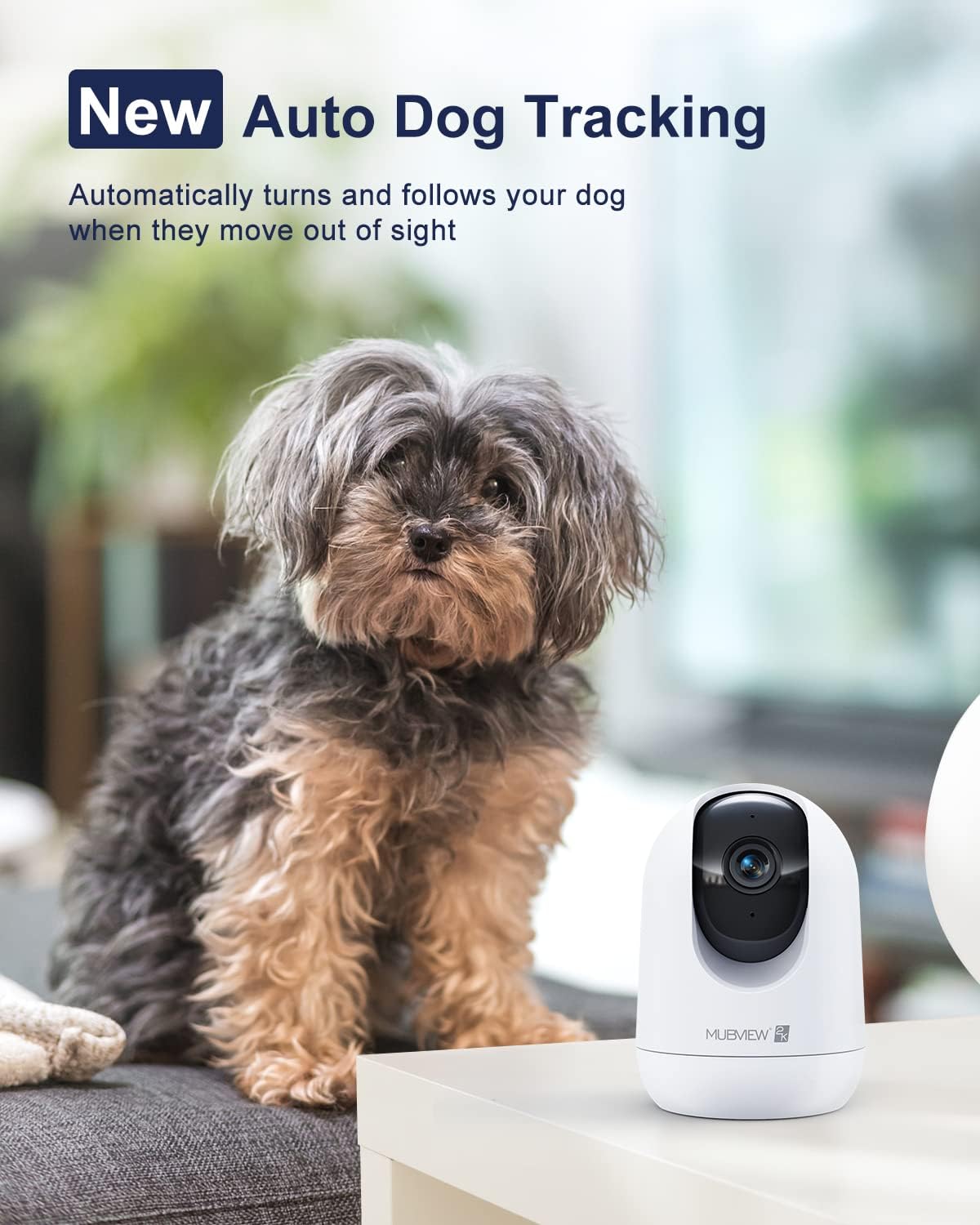 MUBVIEW Cameras for Home Security, 2.4/5GHz WiFi 2K Indoor Wired Se2.curity Baby/Pet Camera with Phone App, Night Vision, 24/7 Record, 2-Way Audio, Motion Tracking, Cloud Storage