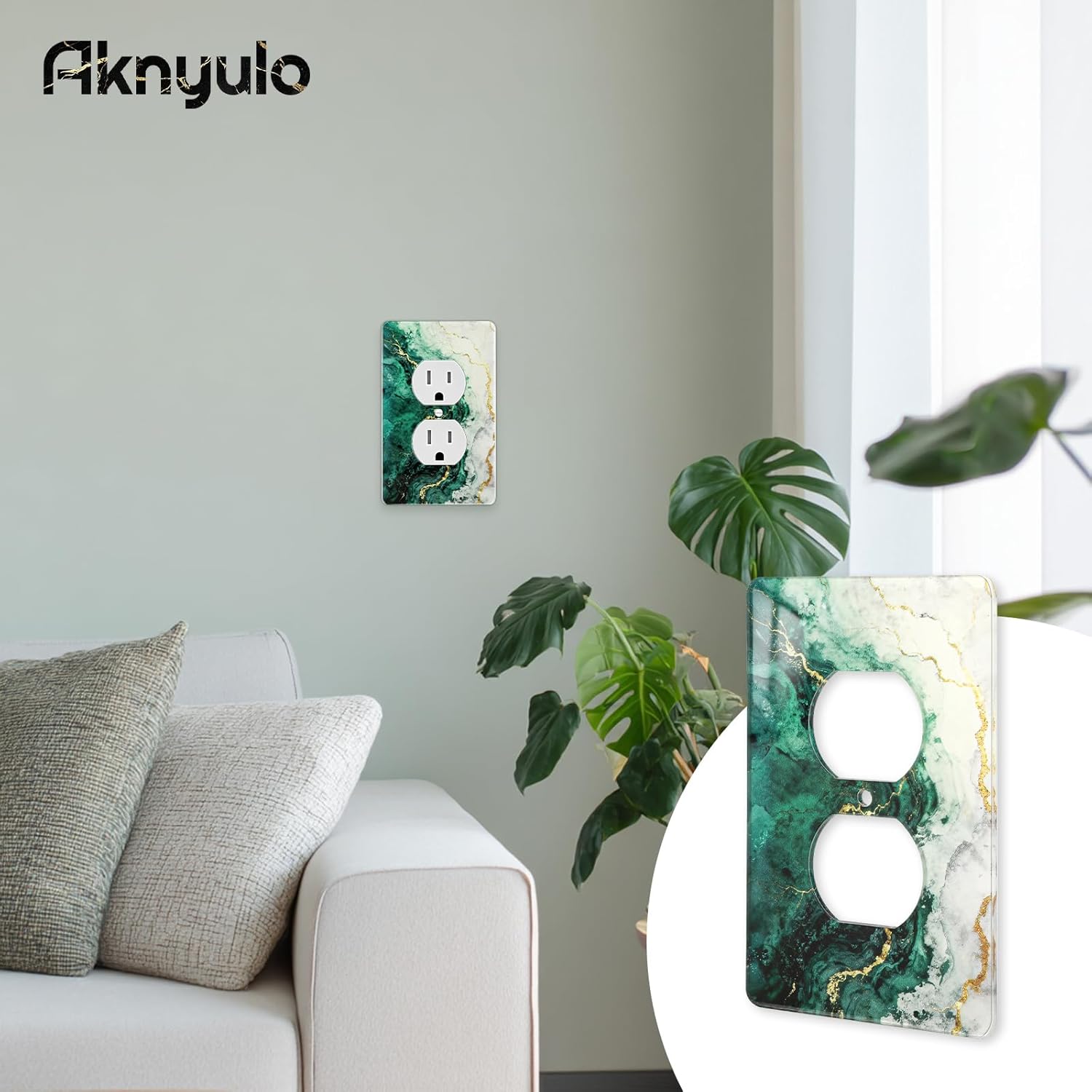 Modern Abstract Lexury Dark Turquoise Teal Blue Gray Marble Textured Acrylic Outlet Covers Wall Plates Light Switch Cover Plate Acrylic Outlet Plate Decoration Outlet Switch Cover
