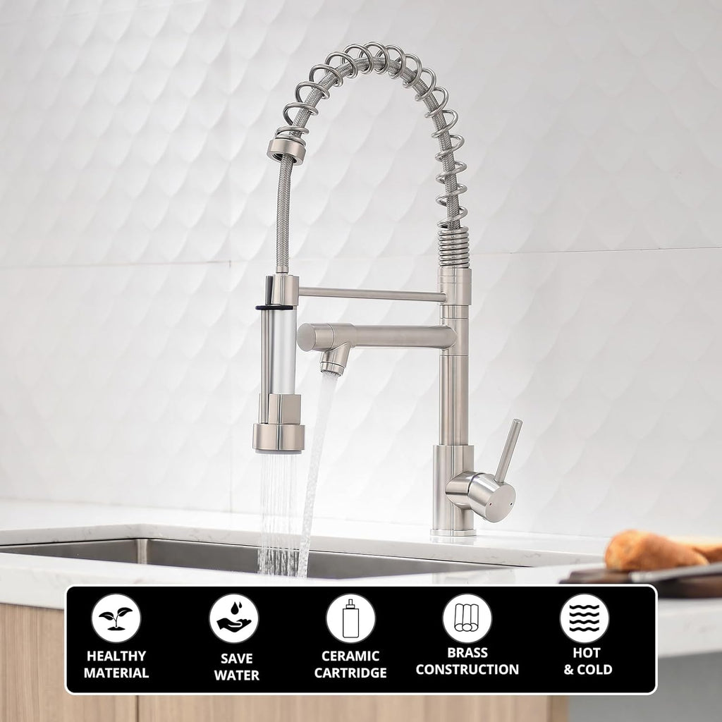AIMADI Kitchen Faucet with Pull Down Sprayer,Commercial Stainless Steel Pull Down Sprayer Kitchen Faucet Single Hole Single Handle RV Laundry Outdoor Kitchen Sink Faucets