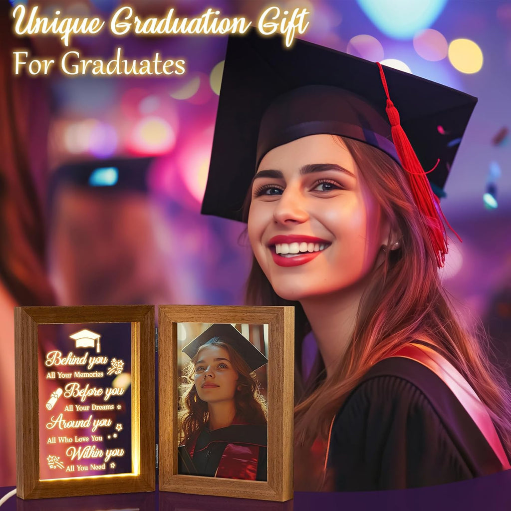 Graduation Picture Frame with Light - Cool College & High School Grad Gifts for Her & Him - Master Degree Congratulations Gifts for Graduates, Women & Daughter