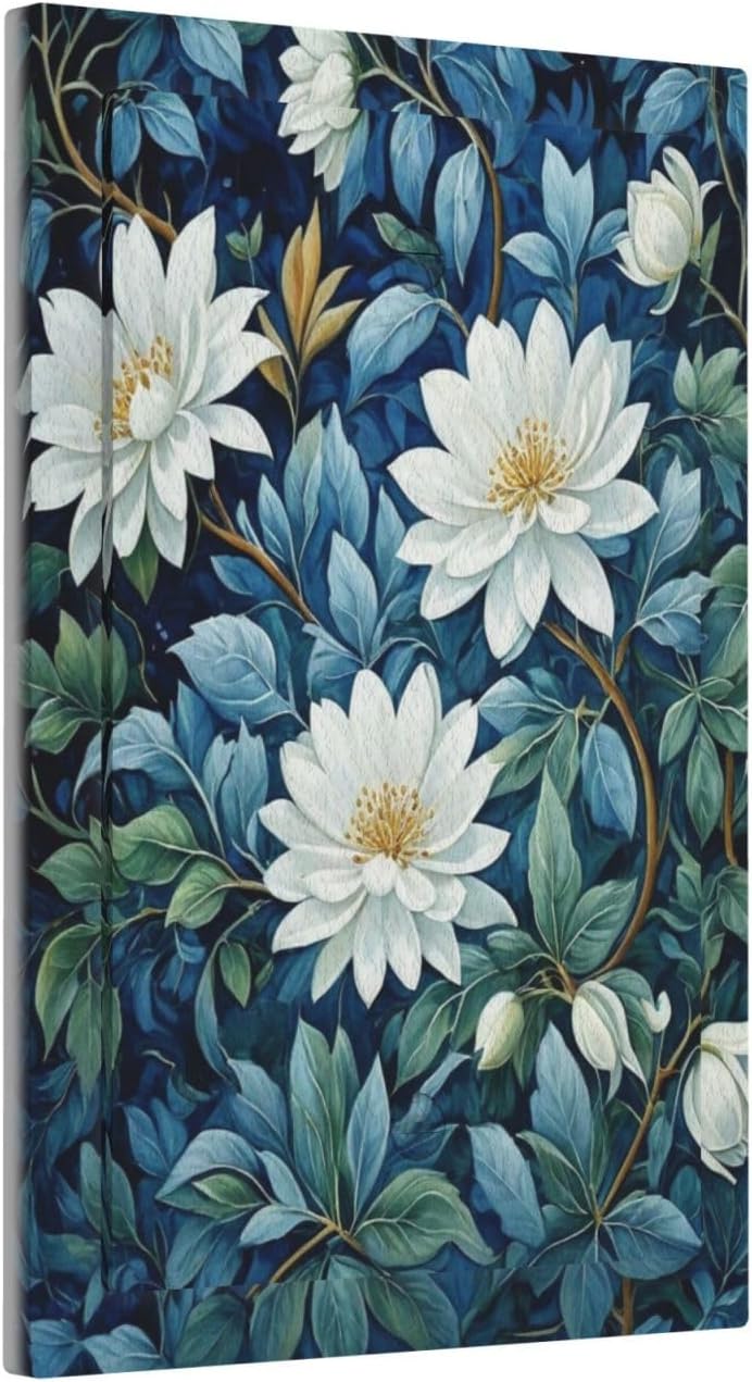 White Flowers Green Leaves Light Switch Covers No Device Wall Plate 1 Gang Decorative Blank Switchplate Electrical Faceplate for Country Living Bedroom Decor