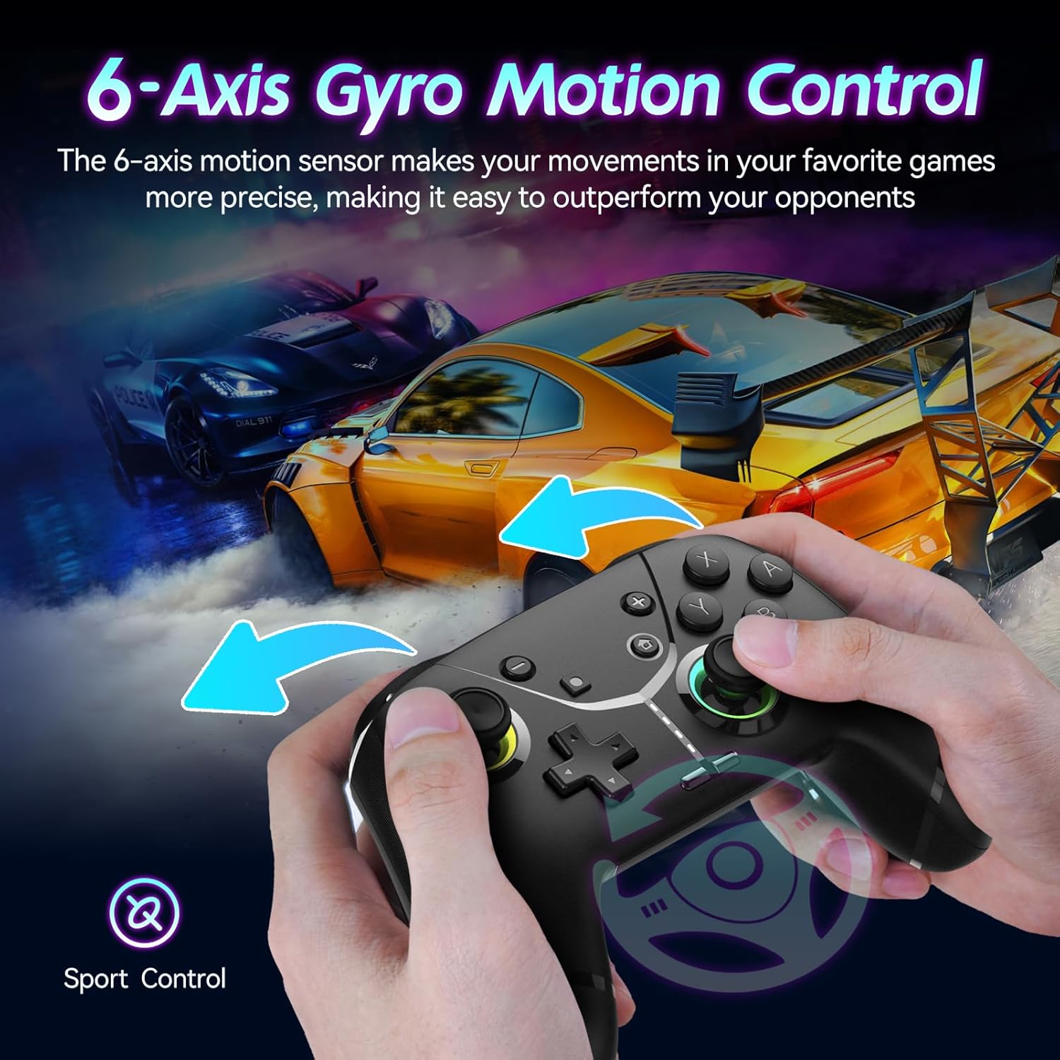 Switch Controller, Wireless Pro Controller for Nintendo Switch 2/Switch/Lite/OLED, Bluetooth controllers Compatible with iPhone/Mac/iPad/iOS/Android/Phone/PC/Steam and TV with Programming/RGB4/Vibration / 3 Turbo Modes/6-Axis/Motion