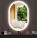 24 x 16 Inch LED Oval Bathroom Mirror with Lights Antifog 3 Color Adjustable Backlit Oval Lighted Vanity Mirror for Bathroom Wall Horizontal Vertical Mounted Frameless Backlit Ovals Mirrors
