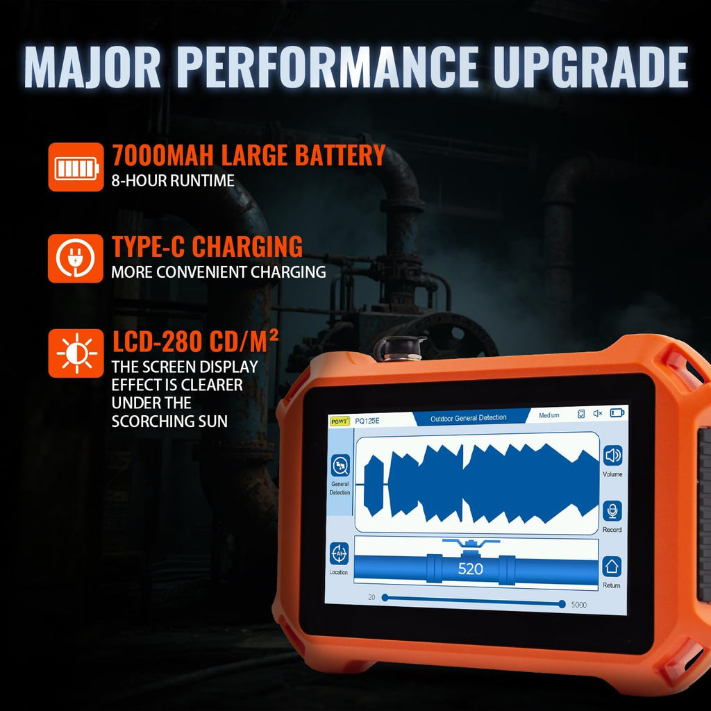 PQWT 125D Indoor&Outdoor Underground Water Leak Detector, Wall & Ground Water Pipe Leak Detection Measurement Depth 19.68ft/6m