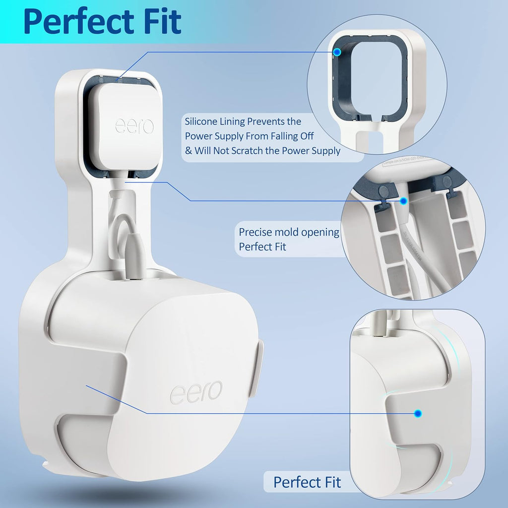 Wall Mount Holder for EERO 6+ Mesh WiFi System, Space Saving Outlet Wall Mount Bracket for EERO 6+ Router with Cord Management and Easily Moved(2 Pack)