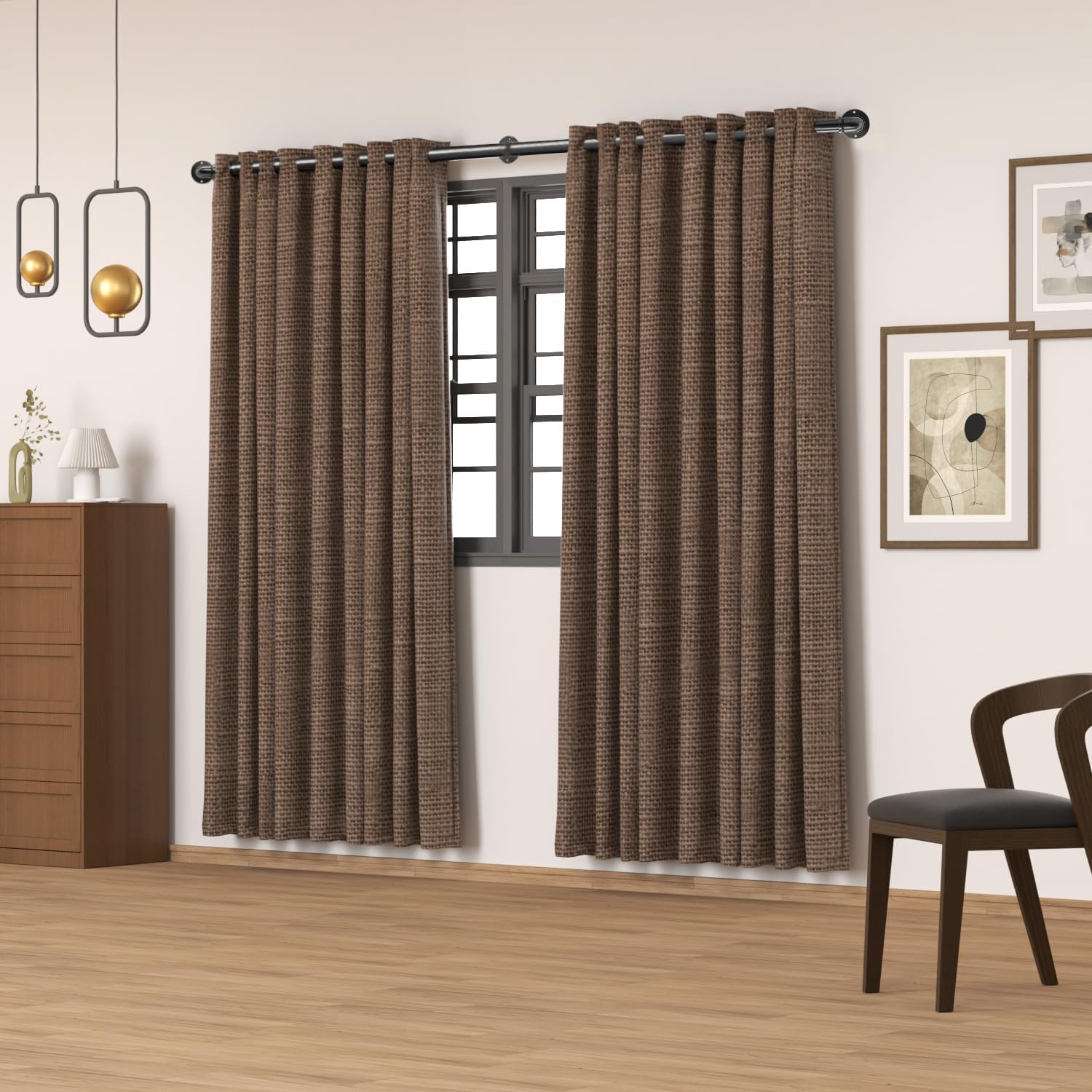 Industrial Curtain Rods 18 to 88 in,Wrap Around Rods, Adjustable Curtain Pole,1 in Diameter Pipe Wall or Ceiling Mounted,for Living Room(Antique Nickel 18” to 88”)