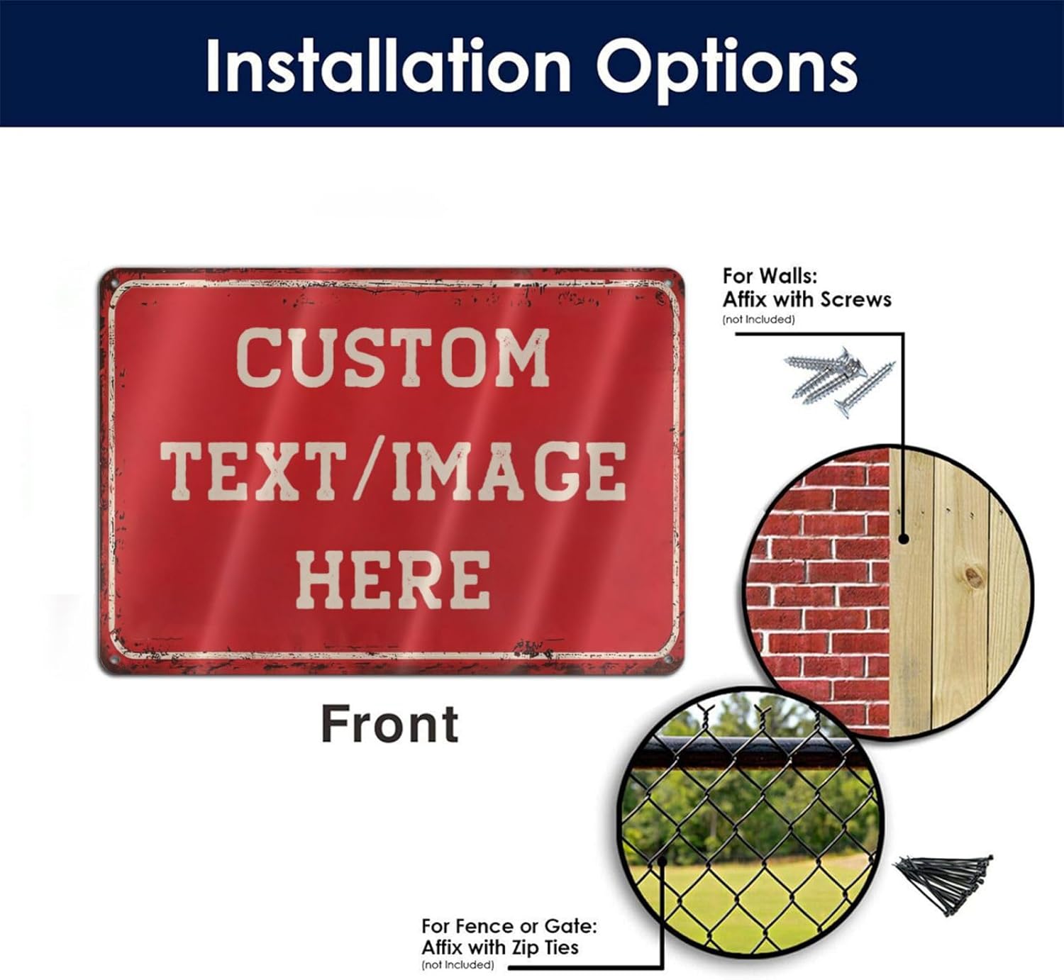 Custom Sign with Directional Arrow Rustic, Personalized Wall Decor, Vintage Metal Signs, 16''x12'' Customized Retro Aluminum Sign for Home Office Bar Yard Garden Outdoor Gift