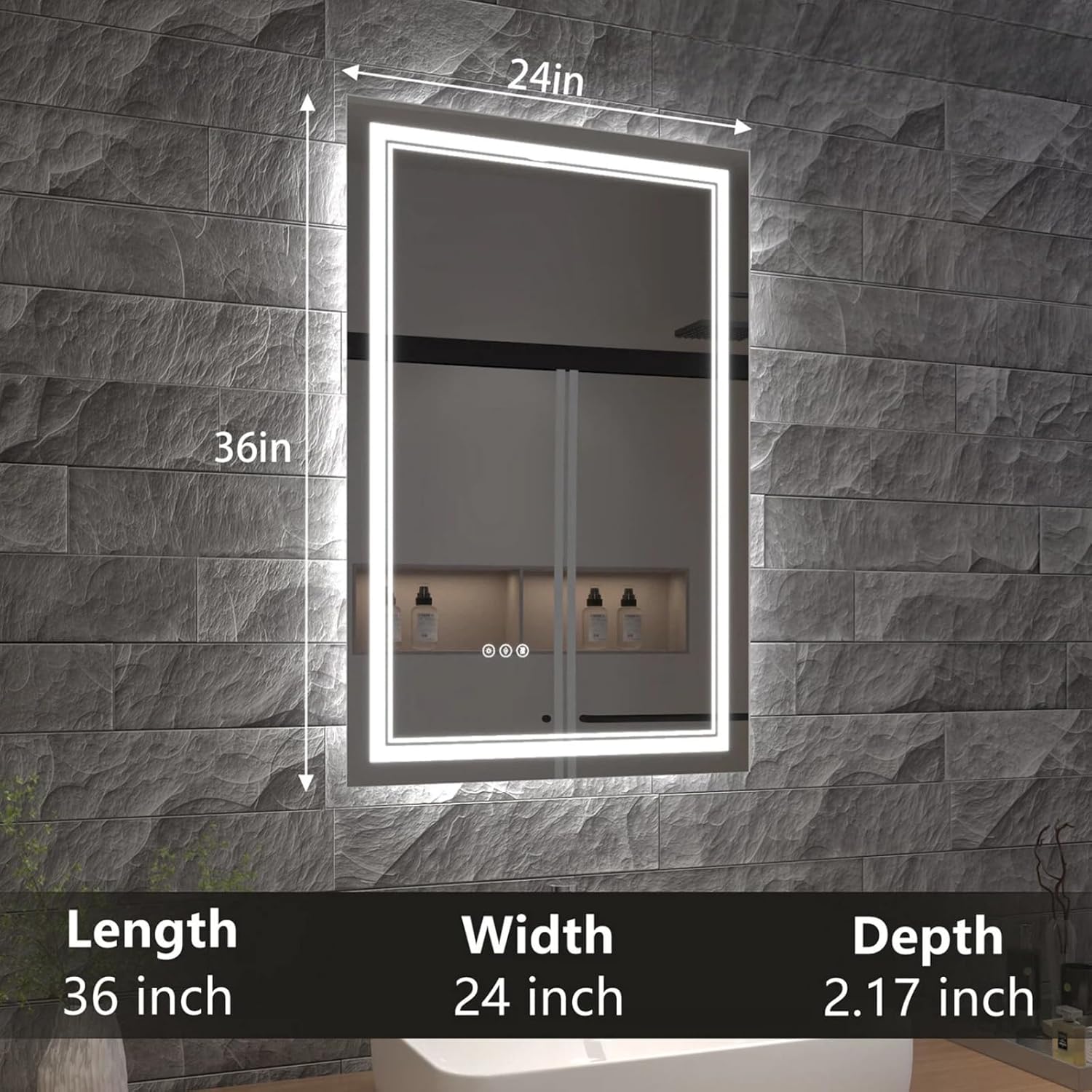 LED Bathroom Mirror with Lights, Wall Mirrors