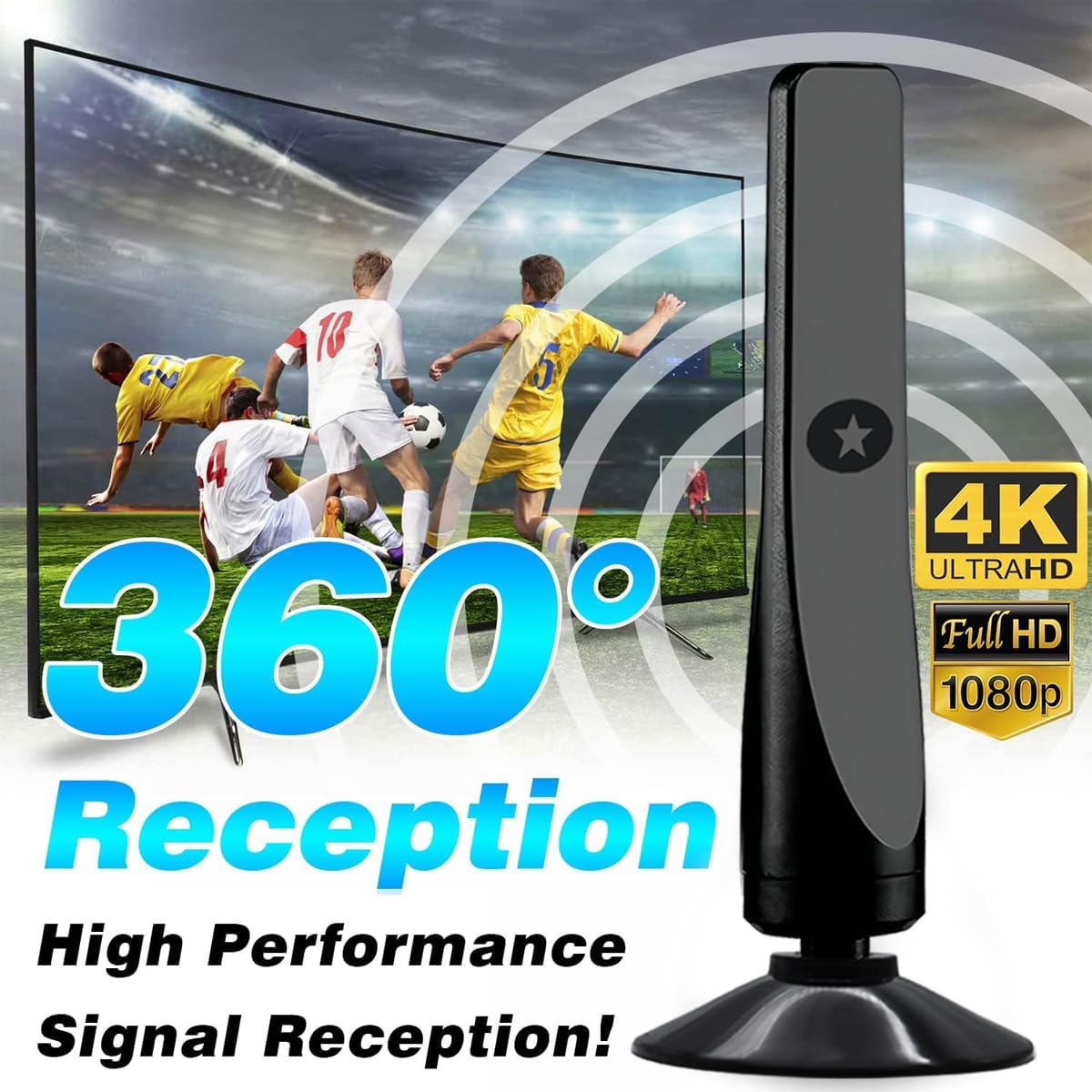 TV Antenna, Amplified HD Digital TV Antenna,for Long Range Reception,All Smart HD Digital Antennas with Amplifier Signal Booster for Local Channels Supports 4K 1080P,with High Performance Coax Cable-T