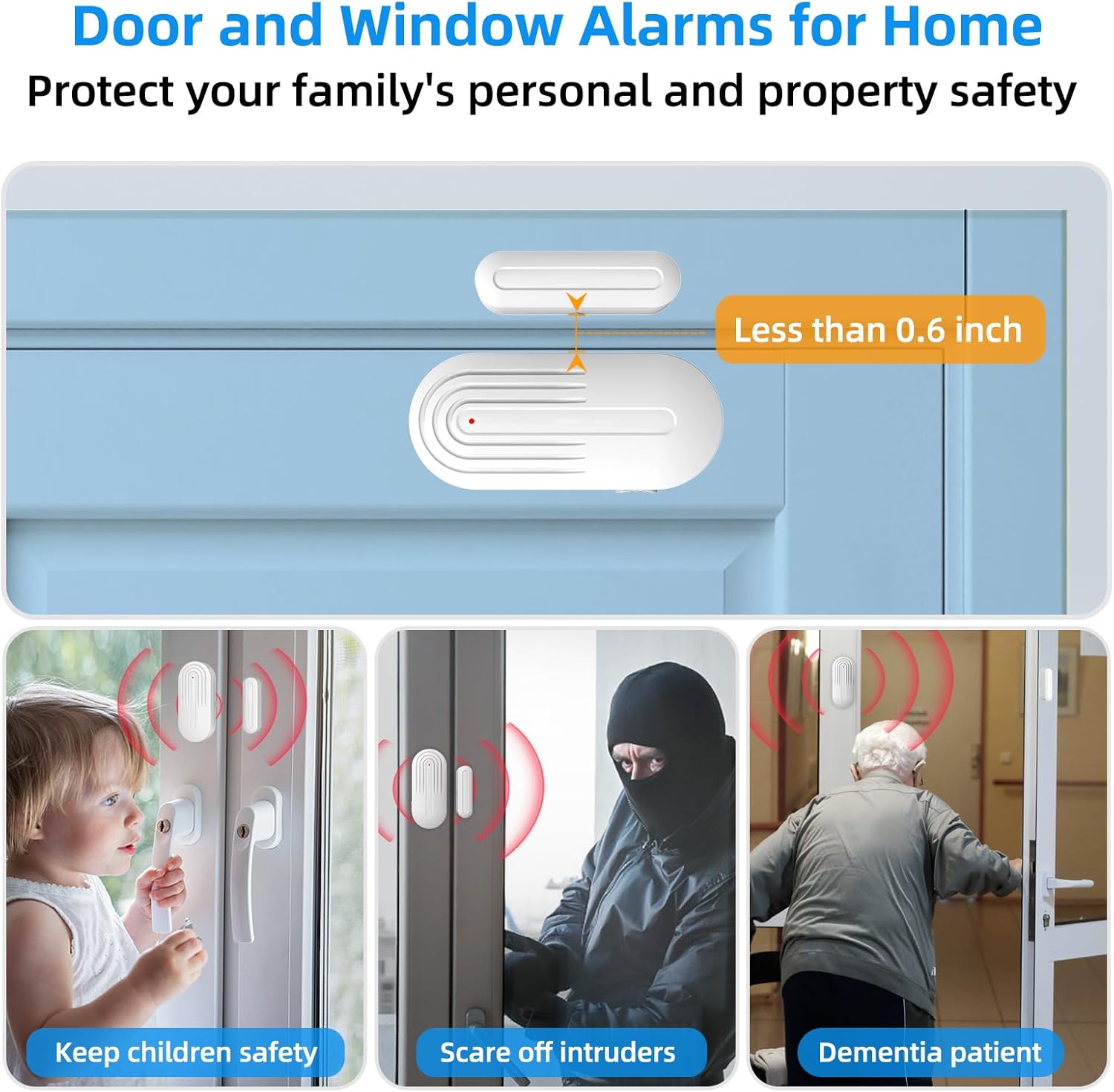 Wireless Door Chime, Daytech Door Sensor Alarm with 5 Volume for Bussiness Store Office Home When Entering, Door Ring Bell Alert 3 Transmittlers + 3 Receivers