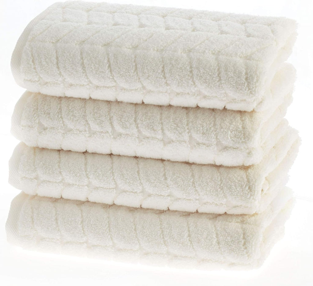 BAGNO MILANO Turkish Bath Towels, Soft Plush Jacquard Luxury Bath Towels, Quick Dry Towel Set (Cream, 4 Pcs Hand Towel Set)
