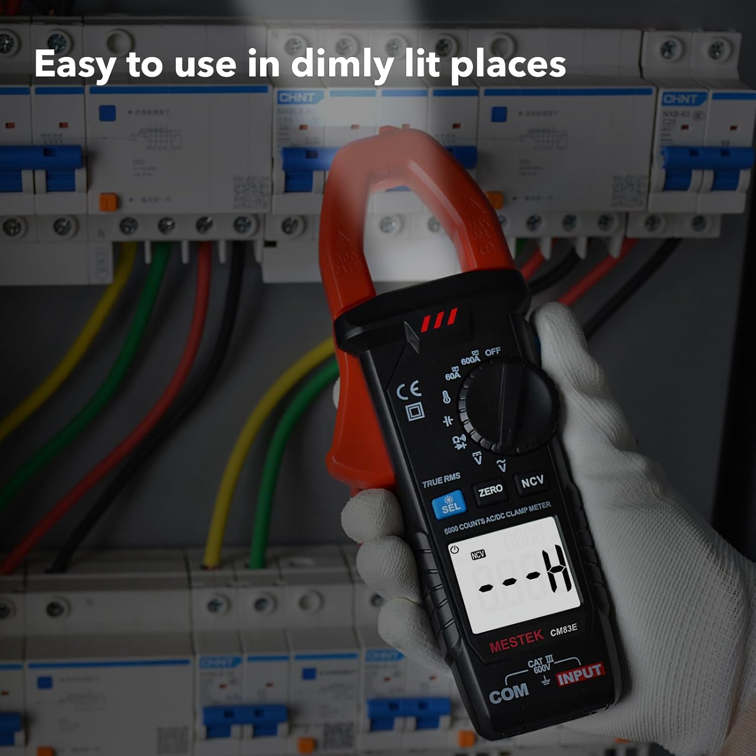 MESTEK Digital Clamp Meter Multimeter, TRMS 6000 Counts Auto-ranging Amp Voltage Tester, Measures AC/DC Current, Voltage, Temperature, Capacitance, Resistance, Continuity, Diode & NCV