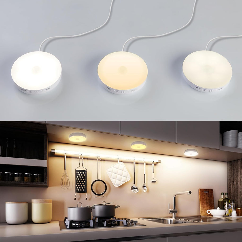 Homelist 3 Pack Under Cabinet Lighting Plug in, Motion Sensor Lights Indoor with Remote Control, LED Wired Stick-On Closet Lights for Kitchen/Shelf/Bar/Cupboard
