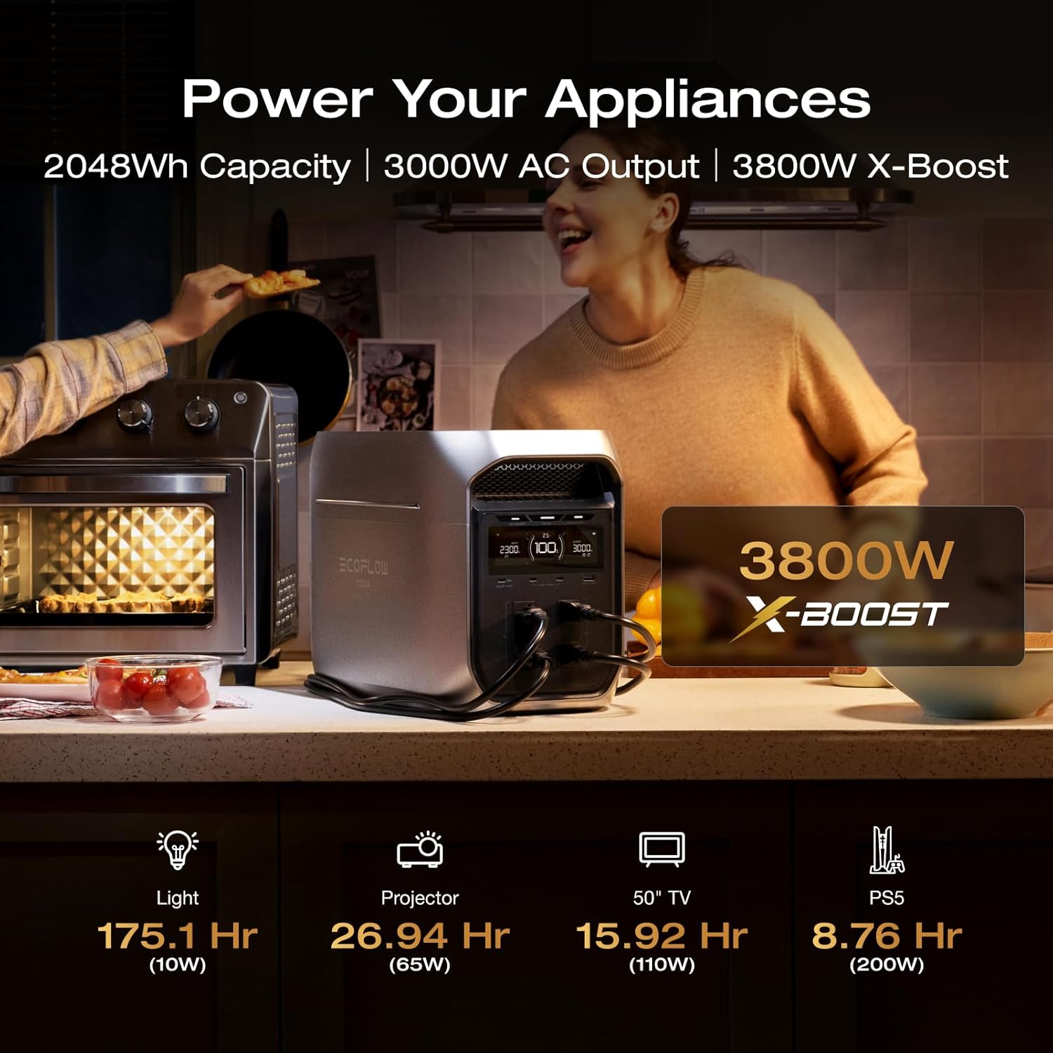EF ECOFLOW Portable Power Station DELTA 3 MAX Plus with 400W Solar Panel, 3000W Max Output, Fast 0–80% Recharge in 64mins, Reliable Home Backup & RV Camping