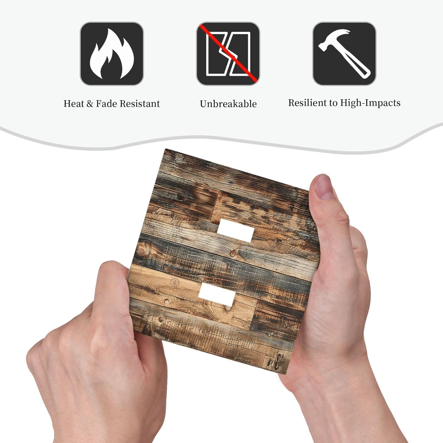 Decorative Switch Plates Rustic Brown Wood Pattern Splice Plank 2 Gang Double Toggle Outlet Light Switch Cover Wall Plate Electrical Faceplate For Farmhouse Cabin Decor
