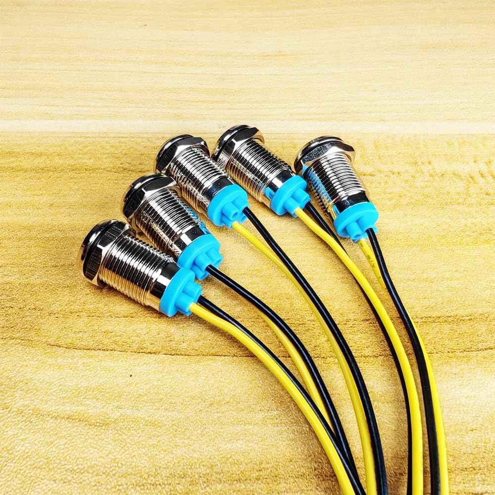 5pcs 10mm LED Metal Indicator Light 110V-220VAC Waterproof Signal Lamp (Blue)