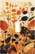 Decorative Light Switch Cover Boho Warm Colorful Plant Leaves 1 Gang Single Toggle Decorator Outlet Wall Plate Device Electrical Faceplate Switchplates for Bedroom living Room Decor