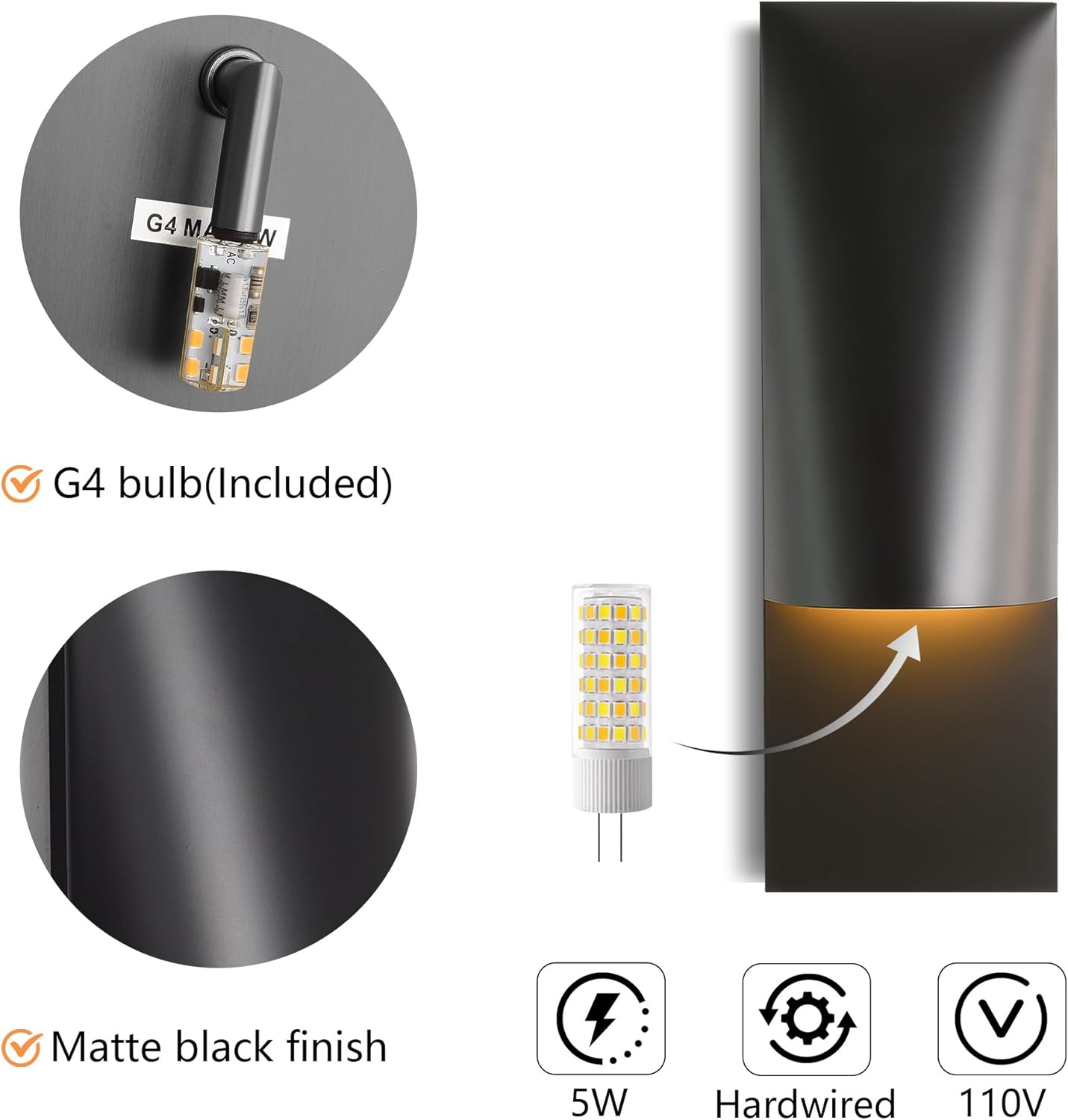 Outdoor Modern Wall Sconce, 18" Black Sconces Outdoor Wall Lights, Dimmable 3000K Warm White Decorative Porch Light Patio Light, Rust-Proof and Waterproof Exterior Wall Light for Garage, Hallway